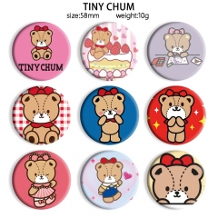 58mm 9 Styles Teddy Bear Cartoon Pin Anime Tinplate Brooch