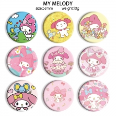 58mm 12 Styles Sanrio My Melody Cartoon Pin Anime Tinplate Brooch