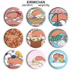 58mm 9 Styles Sanrio Kirimi Cartoon Pin Anime Tinplate Brooch