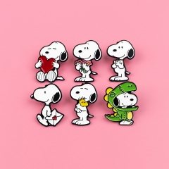 6 Styles Snoopy Cartoon Pin Anime Alloy Brooch