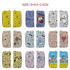 17 Styles K-POP BTS Bulletproof Boy Scouts Cartoon Zipper PU Anime Long Wallet Purse