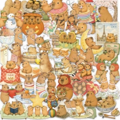 50pcs/set Capybara Cartoon Anime PVC Luggage Stickers