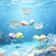 正版海洋小分队磁吸水母毛绒挂件钥匙扣可爱海洋动物玩偶挂饰礼物