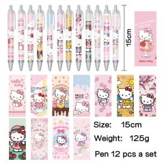 HelloKitty-2 动漫明星周边印花圆珠笔中性笔(12个一套）