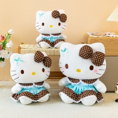 跨境波点裙kt猫毛绒玩具可可茶kt毛绒公仔玩偶少女心小猫布娃娃抱