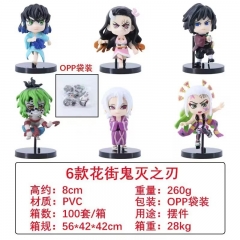 OPP Bag）8cm 6PCS/SET Demon Slayer: Kimetsu no Yaiba Cartoon Anime PVC Figure Toy