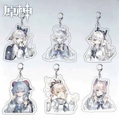 6 Styles Genshin Impact Cartoon Anime Acrylic Keychain