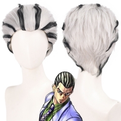 25cm120g）cos假发 JOJO的奇妙冒险不灭钻石 川尻浩作 美人尖 大背头