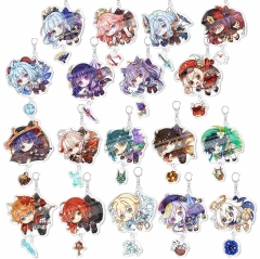 18 Styles Genshin Impact Cartoon Anime Acrylic Keychain