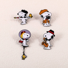 4 Styles Snoopy Cartoon Pin Anime Alloy Brooch