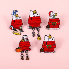 5 Styles Snoopy Cartoon Pin Anime Alloy Brooch