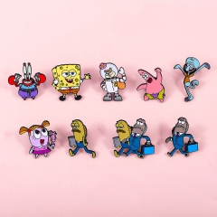 9 Styles SpongeBob SquarePants Cartoon Pin Anime Alloy Brooch