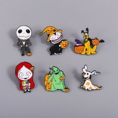 6 Styles The Nightmare Before Christmas Cartoon Pin Anime Alloy Brooch
