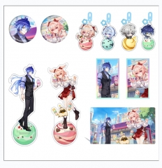 11 Styles Genshin Impact Cartoon Pin Anime Acrylic Standing Plate