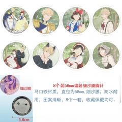 58mm 8PCS/SET Skip and Loafer Cartoon Pin Anime Tinplate Brooch