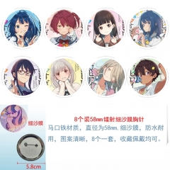 58mm 8PCS/SET Makeine: Too Many Losing Heroines! Cartoon Pin Anime Tinplate Brooch
