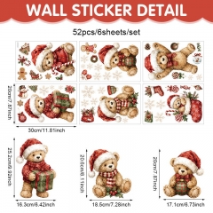 Christmas Teddy Bear Cartoon PVC Anime Sticker