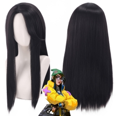 （65cm320g）无畏契约 Valorant Killjoy 奇乐 cos假发 黑色中分蓬松丝