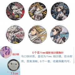 3 Styles 75mm 6PCS/SET Gachiakuta Cartoon Pin Anime Tinplate Brooch