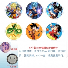 七龙珠 6款一套75mm圆形镭射细沙膜胸针