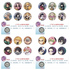 4 Styles 75mm 6PCS/SET Demon Slayer: Kimetsu no Yaiba Cartoon Pin Anime Tinplate Brooch
