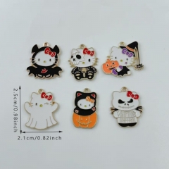 10PCS/SET 6 Styles Sanrio Hello Kitty Cartoon Anime Alloy Pendant
