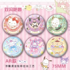 75mm 10 Styles Sanrio Kuromi Cartoon Pin Anime Tinplate Brooch