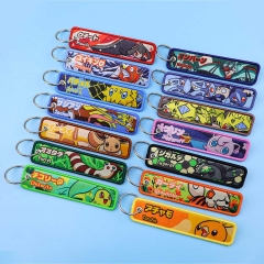 14 Styles Pokemon Cartoon Woven Label Anime Lanyard Keychain