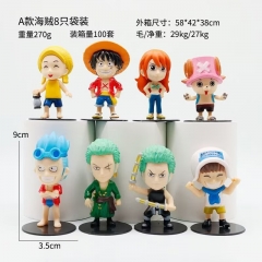 OPP Bag）2 Styles 8PCS/SET 9CM One Piece Cartoon Anime PVC Figure