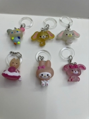 6PCS/SET Sanrio Cartoon Anime PVC Figure Pendant