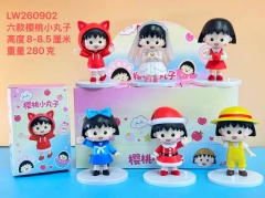 6PCS/SET 8-8.5cm Chibi Maruko Chan Cartoon Anime PVC Figure