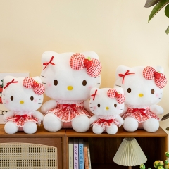 草莓格子裙凯蒂猫玩偶哈喽kt毛绒玩具