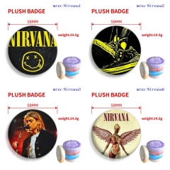 58mm 7 Styles Nirvana Cartoon Plush Pin Anime Brooch