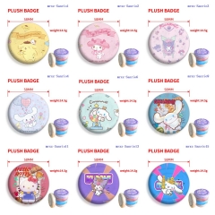 58mm 17 Styles Sanrio Cartoon Plush Pin Anime Brooch
