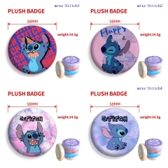 58mm 8 Styles Lilo & Stitch Cartoon Plush Pin Anime Brooch
