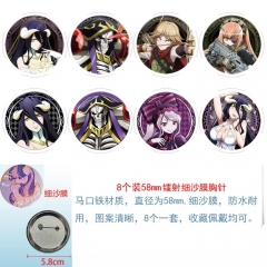 overlord 8款一套圆形镭射细沙膜胸针 58mm