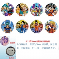 七龙珠 8款一套圆形镭射细沙膜胸针 58mm