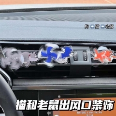 猫和老鼠汽车出风口内饰摆件回旋亚克力立牌摆件可旋转卡通创意夹