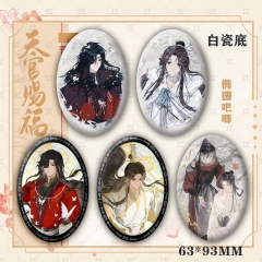 天关椭圆形吧唧白瓷底花城谢怜新款椭圆徽章马口铁谷子动漫周边