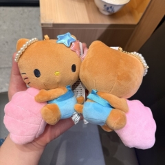 10CM 黑皮珍珠美人鱼吊饰贝壳珍珠猫咪毛绒公仔挂件少女心生日礼物挂饰