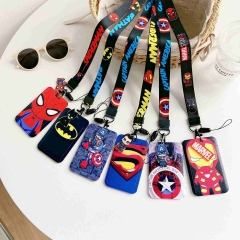 6 Styles Superman Cartoon Anime Card Holder Bag With Lanyard