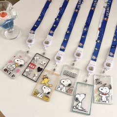 透明卡套可爱小黑猫卡包滑盖游戏卡门禁卡保护卡套漫画花生史努比