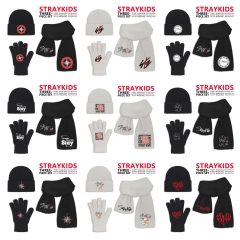 straykids 动漫印花热销针织帽围巾手套三件套