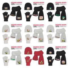 10 Styles Sanrio KeroKero Keroppi Cartoon Cap Anime Knitted Hat +Glove +Scarf Set