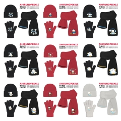 9 Styles Sanrio AHIRUNOPEKKLE Cartoon Cap Anime Knitted Hat +Glove +Scarf Set