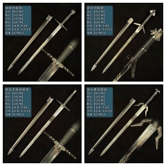 82CM 金属 巫师3狂猎利维亚杰洛特湖女剑白狼游戏石之心双头兽cos道具未开刃