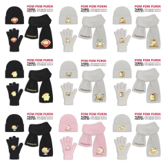 10 Styles Sanrio Pompompurin Cartoon Cap Anime Knitted Hat +Glove +Scarf Set