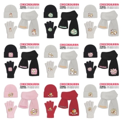 9 Styles Sanrio COROCOROKURIRIN Cartoon Cap Anime Knitted Hat +Glove +Scarf Set