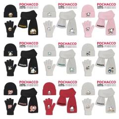 9 Styles Sanrio Pochacco Cartoon Cap Anime Knitted Hat +Glove +Scarf Set