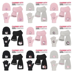 9 Styles Sanrio Charmmy Kitty Cartoon Cap Anime Knitted Hat +Glove +Scarf Set